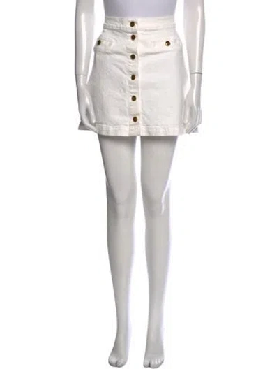 Pre-owned Reformation Raw-edge Trim Mini Skirt In White