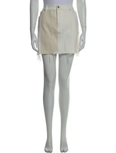 Pre-owned Reformation Raw-edge Trim Mini Skirt In White