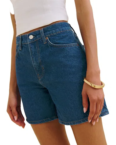 Reformation Ray Mid Rise Denim Shorts In Blue