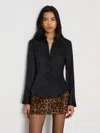 Reformation Raya Fitted Silk Shirt In Black