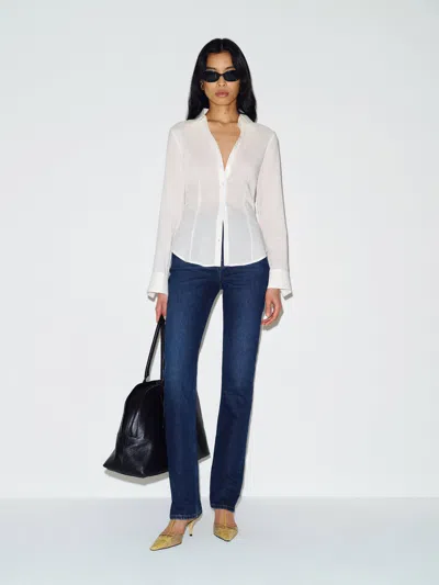 Reformation Raya Fitted Voile Shirt Ivory 12 In Blue