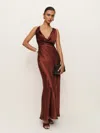 reformation rayana silk dress Reformation Rayana Silk Dress In Fig Jam