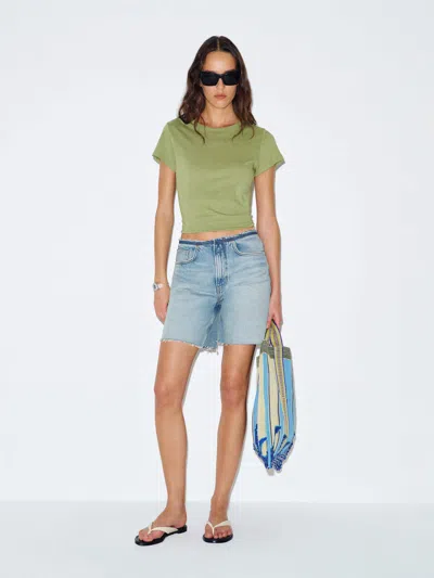 Reformation Raye Mid Rise 6" Jean Shorts Blue Denim 34
