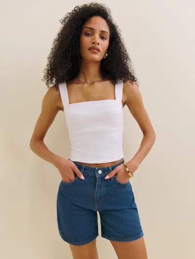 Reformation Raye Mid Rise 6" Relaxed Jean Shorts In Cleary