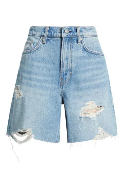 Reformation Raye Relaxed Denim Shorts In Blue