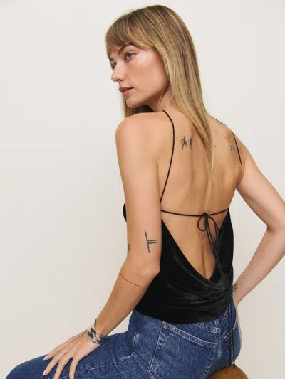 Reformation Rea Velvet Top In Black