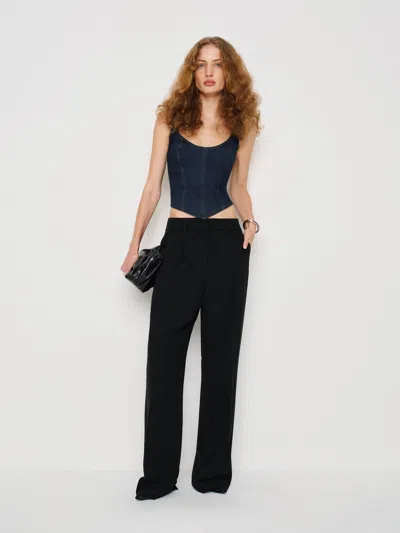 Reformation Rebecca Super Stretch Denim Top In Blue