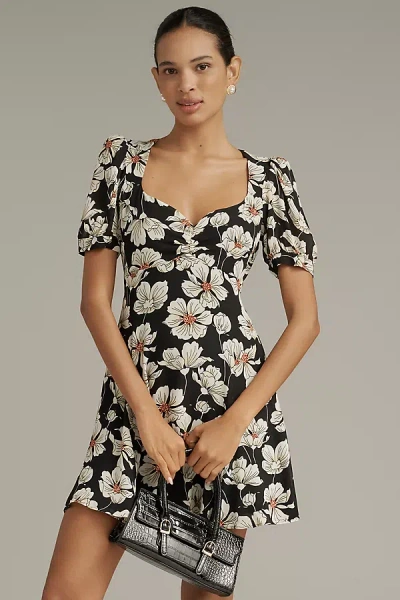 Reformation Rebecca Sweetheart Mini Dress In Black