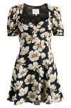 Reformation Rebecca Sweetheart Neck Minidress In Black