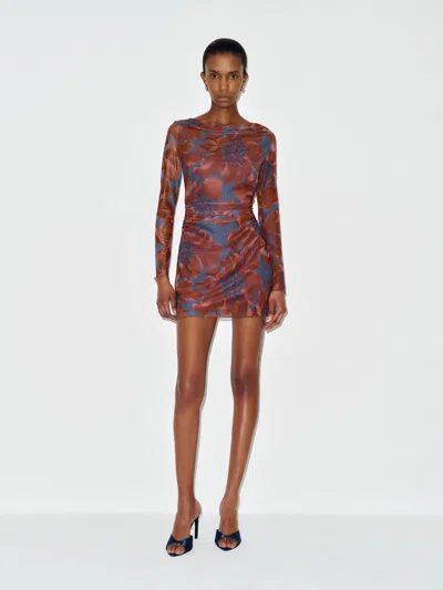 Reformation Reese Knit Dress Blue Xs In Brown