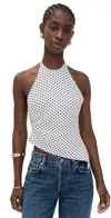 Reformation Reese Linen Top Eclipse Dot In White