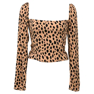 Reformation Reign Top In Animal Print Viscose In Red