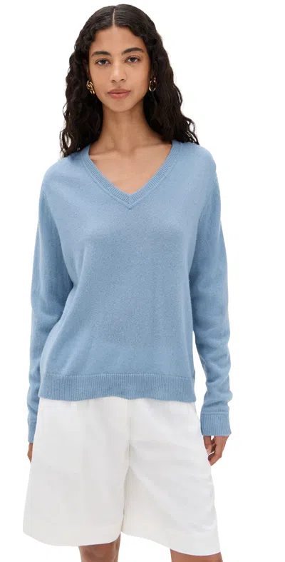Reformation Remi Cashmere V Neck Sweater Bluebell