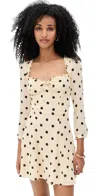 Reformation Remi Polka-dot Georgette Mini Dress In Neutral