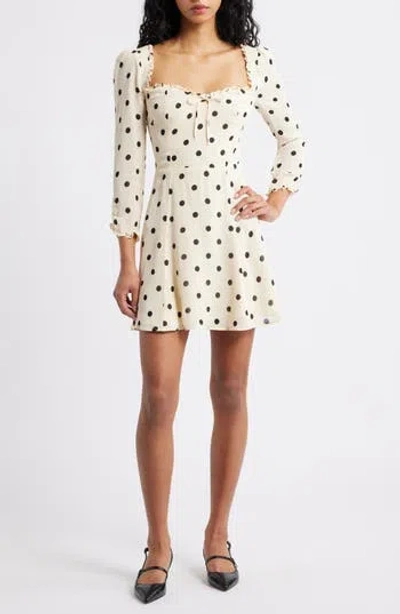 Reformation Remi Floral Long Sleeve Minidress In Sundae Dot