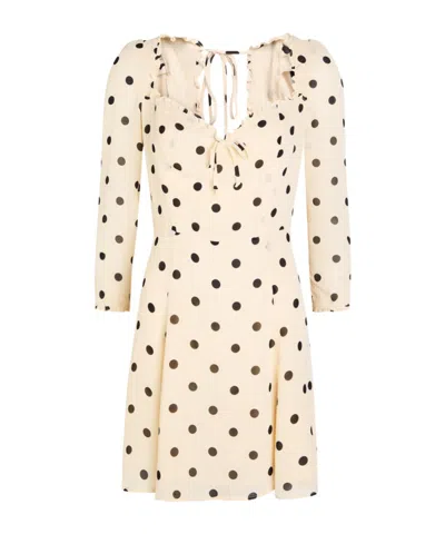Reformation Remi Polka-dot Georgette Mini Dress In Nude