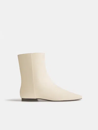 Reformation Remy Flat Ankle Boot Ivory 5 In Blue