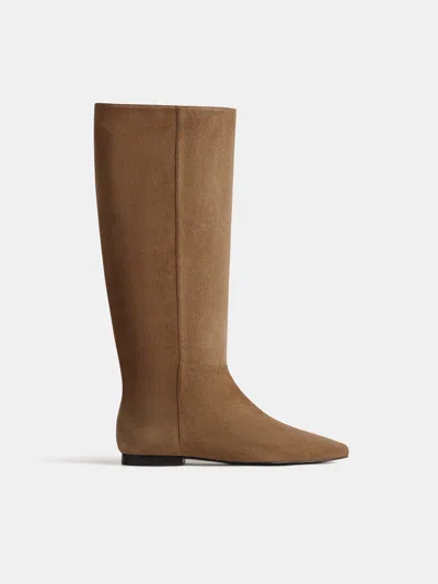 Reformation Remy Flat Knee Boot Grey 5 In Pink