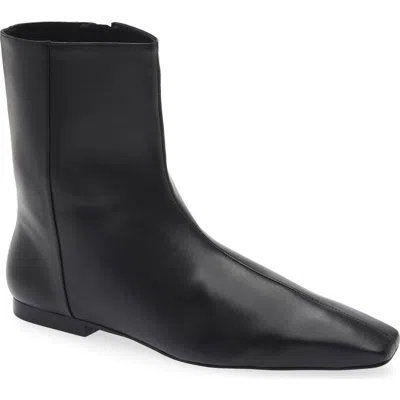 Reformation Remy Leather Flat Ankle Bootie In Black
