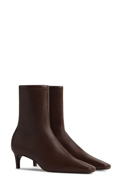 Reformation Remy Stretch Leather Ankle Boot In Burgundy