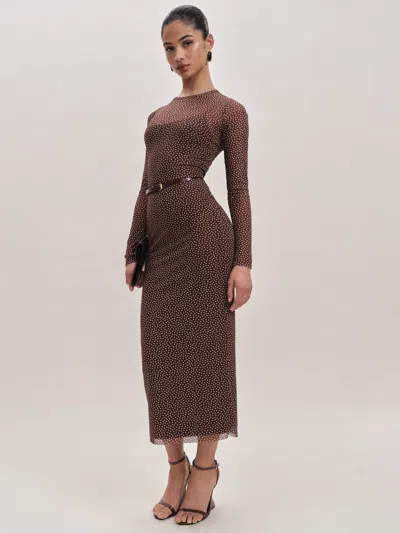 Reformation Rene Mesh Knit Dress In Marron