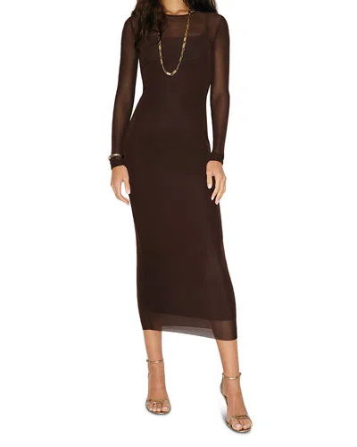 Reformation Rene Mesh Midi Dress In Brown