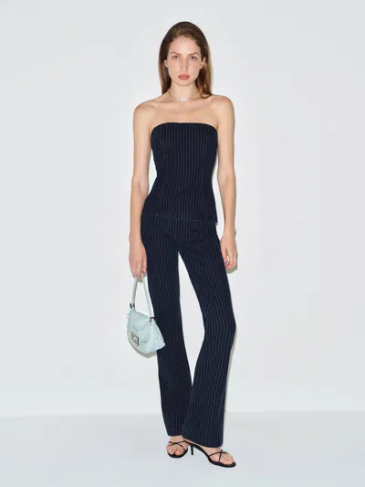 Reformation Top En Jean Renee Bleu 34 In Blue