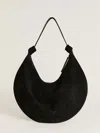 Reformation Rhea Hobo Bag In Black Suede