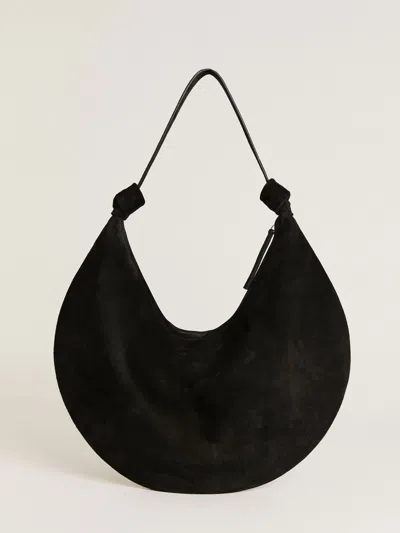 Reformation Rhea Hobo Bag In Black Suede