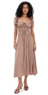 Reformation Rhett Checked Woven Midi Dress In Brown