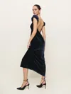 Reformation Rhia Velvet Dress In Navy