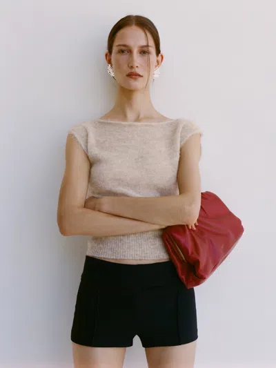 Reformation Rhiannon Sheer Alpaca Sweater Top Brown Xs In Neutral
