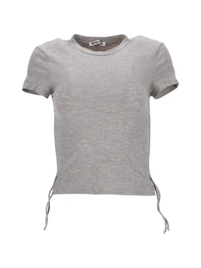 Pre-owned Reformation Ribbed Drawstring T-shirt In Gray