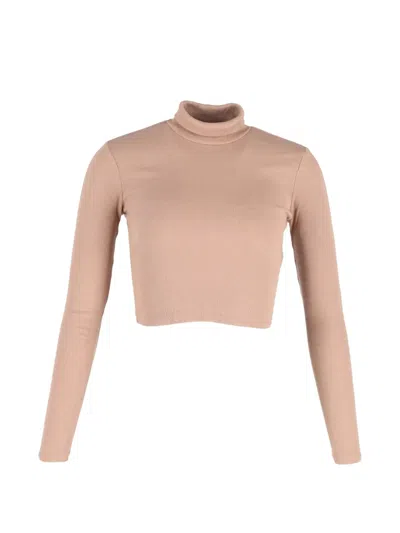Pre-owned Reformation Ribbed Turtleneck Cropped Sweater In Neutral