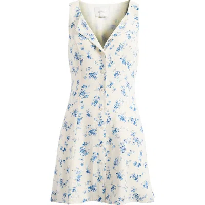Reformation Rilynn Floral Sleeveless Front Button Minidress In Delicacy