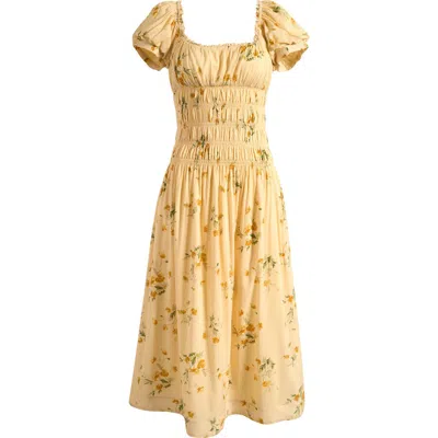 Reformation Riva Floral Midi Sundress In Yellow