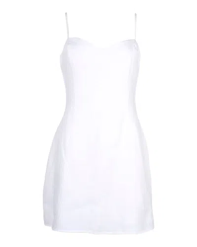 Reformation Roarke Mini Dress In White Linen