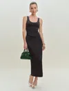 Reformation Robe En Satin Elina In Noir
