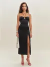 Reformation Robe En Soie Sophie In Noir