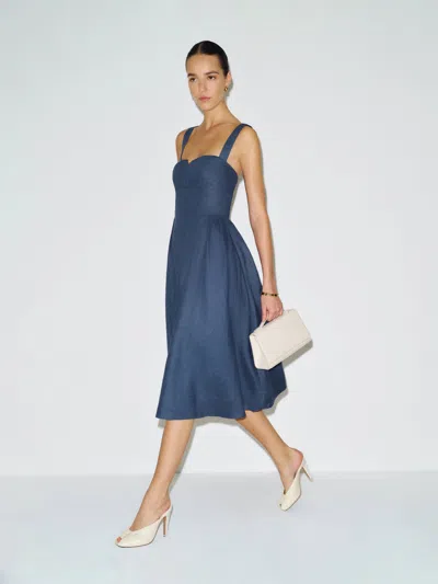 Reformation Roma Linen Dress Blue 8