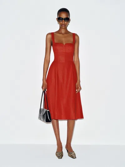 Reformation Roma Linen Dress Red 0