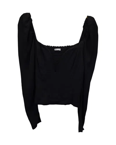 Reformation Roma Plunge Neck Top In Black Viscose