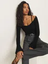Reformation Romey Regenerative Merino Ribbed Sweater In Black