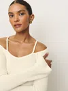 Reformation Romey Regenerative Merino Ribbed Sweater In Cream