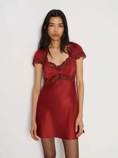 Reformation Romi Silk Dress In Red