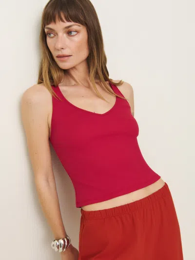 Reformation Romy Knit Top In Lipstick