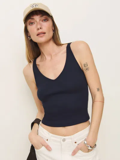 Reformation Romy Knit Top In Midnight