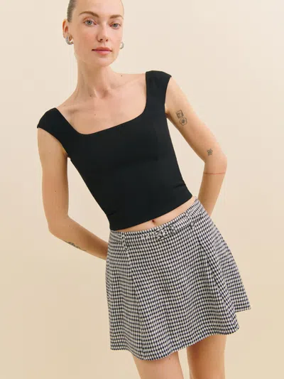Reformation Rory Linen Skirt In Remy Check