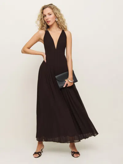 Reformation Roseanne Dress In Chocolate