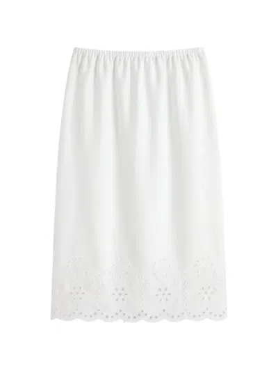 Reformation Rosemary Broderie-anglaise Midi Skirt In White